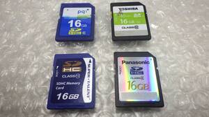 *PANASONIC/TOSHIBA/など　ＳＤメモリーカード 　16GB　4枚セット 中古動作品　