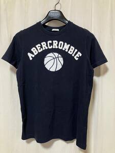 Abercrombie & Fitch アバクロンビーアンドフィッチ ロゴアップリケ/バスケットボール 半袖Tシャツ 紺 S 中古