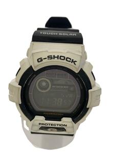 CASIO◆ソーラー腕時計・G-SHOCK/デジタル/ラバー/WHT/BLK/SS