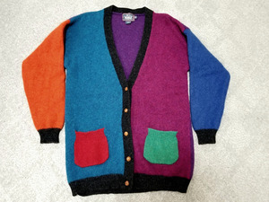 美品 レア 80s～ ビンテージ WOOLRICH ウールリッチ ピュアウール クレイジーカラー カーディガン M 実寸 L 位 vintage セーター