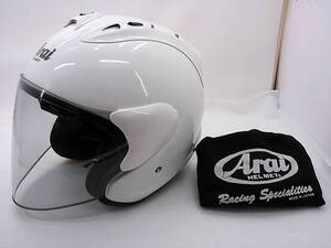 【送料無料】美品 Arai アライ SZ-Ram4 GLASS WHITE グラスホワイト XLサイズ ジェットヘルメット