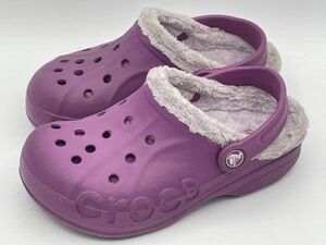 新品 cr2857 訳あり品 バヤ フリース クロッグキッズ 19.5cm J1 子供用 紫 バイオレット CROCS 並行輸入品