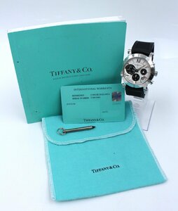 【行董】◎ ティファニー Tiffany &Co. アトラスジェント クロノグラフ 腕時計 裏スケルトン 自動巻き SS ラバーベルト 付属品 XX000ABA60