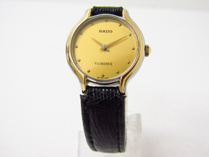 RADO ラドー フローレンス 204.3647.4 スイス製 ゴールド文字盤 レザー/黒 QZ クォーツ レディース腕時計♪SB3838