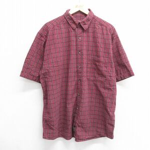 XL/古着 エディーバウアー 半袖 シャツ メンズ 00s 大きいサイズ コットン 赤 レッド チェック 24jun27 中古 トップス