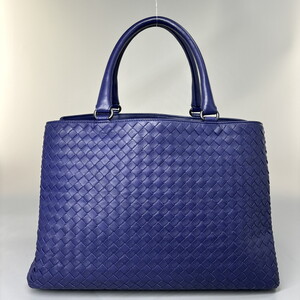 1円【未使用】BOTTEGA VENETA ボッテガヴェネタ ハンドバッグ トートバッグ イントレチャート パープル 保管品 レディース 定価50万 未使用