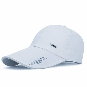 キャップ メンズ 帽子 つば長 夏 野球帽 ロングバイザー UVカット 日よけキャップUVカット99％紫外線対策 日焼け防止 -ホワイト