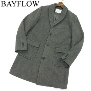 BAYFLOW ベイフロー 秋冬 ウール混★ ショールカラー チェスター コート Sz.3　メンズ グレー　A3T15272_C#O