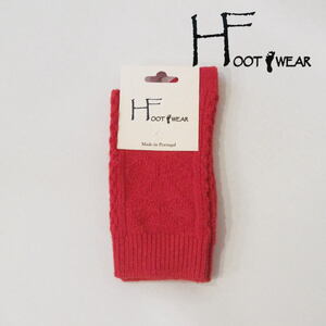 H FOOTWEAR ポルトガル製 ダイヤ編みウールソックス ケーブル ニット レディース 靴下 レッド 赤 新品 秋冬 あったか オシャレ