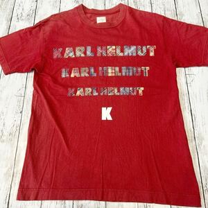 Karl Helmut カールヘルム ロゴ チェック ワッペン プリント 半袖Tシャツ PINK HOUSE