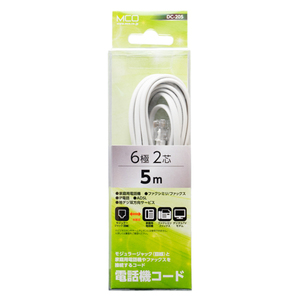 まとめ得 MCO 電話用モジュラーコード 6極2芯 白 5m DC-205/WH x [4個] /l