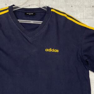 80s 90s adidas Vネック ロンT 長袖Tシャツ アディダス　　80年代 90年代 スリーストライプ 3本ライン 日本ライセンス vintage YL605