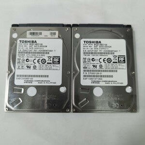 1TB 使用時間極少(363h/940h) 2.5inch HDD SATA P01042【1円スタート/2枚セット】