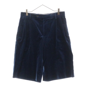 GUCCI グッチ VELVET DOUBLE PLEAT SHORTS ベロア 2タック ハーフパンツ ショーツ ショートパンツ ブルー 679464 Z4716