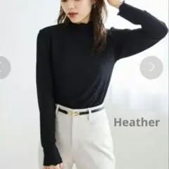 Heather　シアーテレコハイネックトップス　ブラック　F