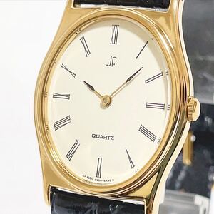 美品 稼働品 SEIKO セイコー jf V300-5A60 ローマン数字 アイボリー文字盤 QZ メンズ腕時計 クォーツ ゴールド ヴィンテージ