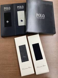 【M】☆Christian Dior　POLO☆紳士用ブランド靴下☆４点まとめ☆サイズ：24～26ｃｍ　黒　グレー　未使用保管品　ビジネス　冠婚葬祭