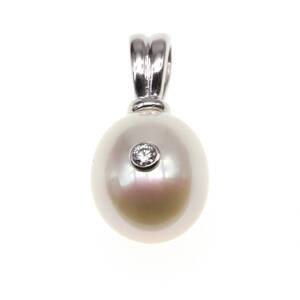 MIKIMOTO(ミキモト) ネックレストップ K18(WG) パール 真珠×ダイヤモンド