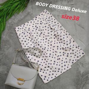 BODY DRESSING Deluxe 水玉・ドット柄 スカート 表記サイズ38 M 薄ピンク&紫ライトパープル くすみ色 ペールカラー78373