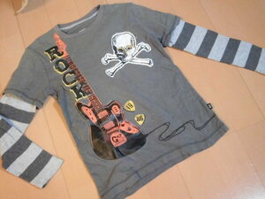 ★★★GAP★重ね着風長袖Ｔシャツ★ドクロアップリケ★グレー１５０★★★