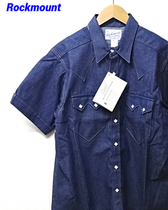 15.5 未使用【Rockmount S/S Denim Western Shirt MADE IN USA ロックマウント 半袖デニム ウエスタンシャツ USA製 デッドストック レア】