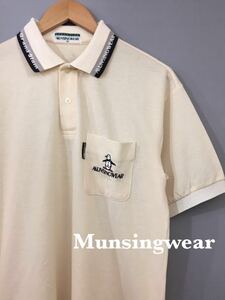 【美品 良品】マンシングウェア Munsingwear ゴルフ ドライポロシャツ デサント DESCENTE イエロー メンズ SAサイズ ～▽