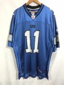 ■ Reebok リーボック NFL デトロイト ライオンズ ＃11 ウィリアムズ フットボール Tシャツ 古着 サイズL 青 アメフト LIONS R.WILLIAMS ■