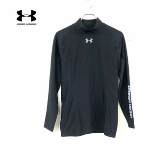 1N1239-W◆UNDER ARMOUR アンダーアーマー 長袖カットソー ハイネック スポーツ トレーニングウェア シンプル◆size:LG ブラック ポリ 他