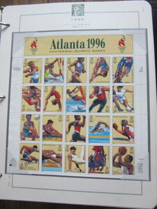 アメリカ切手　1996年5.2　アトランタオリンピック大会　２０面小型シート（未使用）
