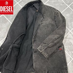 【未使用級XL相当】極美品 DIESEL ディーゼル Gジャン デニムジャケット デニムテーラード グレー ボタン刻印 D刺繍【漂う高級感】極上品