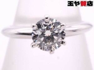 ティファニー 美品 ソリティア ダイヤ 0.37ct リング 7.5号 pt950 プラチナ カラーH VS2 VG 鑑定書付　