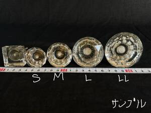 昭和時代の「ガラス握り玉のドアノブ(クリア)」サイズS2個/ダイアモンドカット/DIY