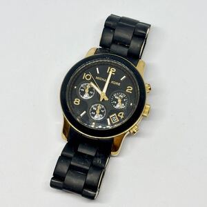 W78 MICHEALKORS マイケルコース MK-5191 腕時計 3針 未稼働 ステンレススチール ラバーベルト ゴールド ブラック