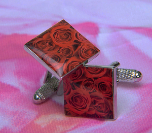 ◆カフスボタン ONYX-ART LONDON CK242A RED ROSE Cufflinks 天城越え妖しく赤く恋の炎は赤い薔薇!!・・・❤