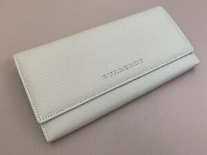 ★希少★新品未使用★BURBERRY★バーバリー★チェック・ファスナー付き高級長財布・牛革ホワイト日本製専用箱無し