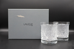 ●1円～●ラリック●イロンデル ペアロックグラス●ペアタンブラー●箱付き●2点セット●ウィスキー●LALIQUE●人気●ツバメ●幸運●