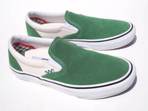 美品!! US 8,5 / 26,5cm VANS SLIP-ON PRO スリッポン 緑スエードｘ白 USA企画