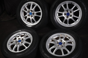 ★バリ山 195/65R15 国産DUNLOP ラジアル PCD100 プリウスウィッシュWILLアリオンカルディナカローラスポーツツーリングプレミオ