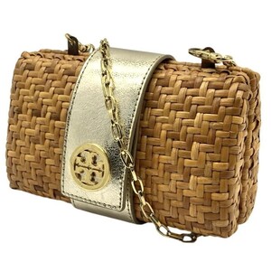 仙18 TORY BURCH かごバッグ チェーン ショルダーバッグ ブラウン系 ゴールド金具 トリーバーチ 肩掛け ポシェット レディース