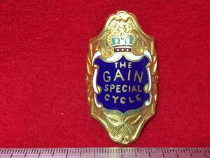 デッドストック品 未使用 自転車 旧車 ヘッドマーク エンブレム THE GAIN SPECIAL CYCLE 金属製 王冠 珍品 パーツ マーク 部品 当時物 廃盤