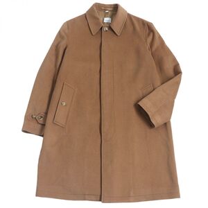 美品□21AW BURBERRY/バーバリー 8037859 裏ロゴ総柄 カシミヤ100％ 比翼 カーコート/ステンカラーコート キャメル 48 イタリア製 正規品