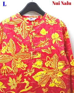 L 未使用【Nui Nalu RIDERS GEAR Nui Nalu L/S Pullover Shirt ALOHA ヌイナル プルオーバーシャツ 長袖アロハシャツ ハワイ 海 サーフ】