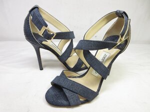 HH 超美品 【ジミーチュウ JIMMY CHOO】 デニム ストラップサンダル ハイヒール 婦人靴 (レディース) size35.5 ブルー系 ■30LZ4515■