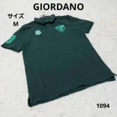 GIORDANO ポロシャツ M グリーン 刺繍 ワッペン カジュアル 個性的