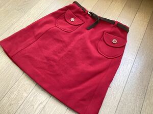 Vin購入　Petit Maison プチメゾン　ベルト付き冬スカート赤　サイズ９号　ヤマダヤ　スコットクラブ　　 *HALU S511