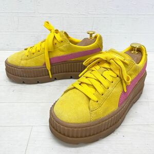 和270★ PUMA FENTY by Rihanna プーマ フェンティ 厚底 スニーカー ボリューム シューズ スエード 23 レディース イエロー ピンク