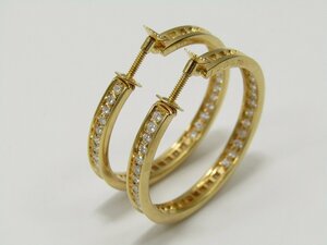 1円スタート 状態良好 CARTIER カルティエ クラシック フープ イヤリング ダイヤ付き 750 K18 イエローゴールド 重量19.5g ケース付き　