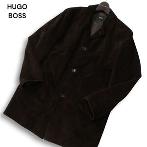 HUGO BOSS ヒューゴボス 秋冬 カーフスキン★ スウェード レザー コート Sz.48 メンズ　I4T04296_C#N