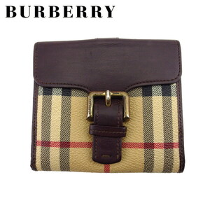 バーバリー Wホック 財布 二つ折り ミニ財布 レディース メンズ チェック BURBERRY 中古