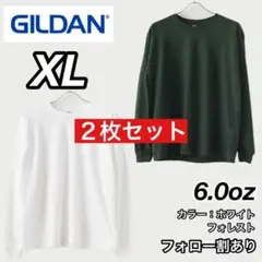 新品未使用 ギルダン 6oz ウルトラコットン 長袖Tシャツ 白フォレストXL